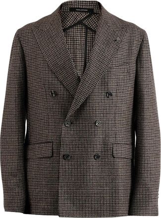 Tagliatore Jack met dubbele rij knopenen pied-de-poule print - Bruin