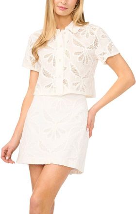 Ted Baker Liz Broderie Anglaise Cotton Button-Up Top in Ultra White at Nordstrom, Size 10