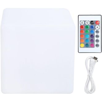 OEM L&aacute;mpara C&uacute;bica Led Rgbw, Resistente Al Agua, Usb, 16 Colores Cambiantes, L&aacute;mpara De Escritorio Para Bar, Karaoke, 10x10x10cm -crezuo