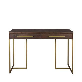 Dutchbone Consola de acacia y lat&oacute;n envejecido
