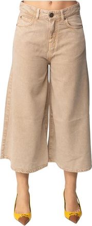 Pinko Logo-Embroidered Bermuda - Dames - Denim shorts - Beige - W26 - Katoen - Korte Broeken