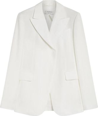 Sportmax Witte Viscose en Linnen Blazer - Dames - Blazers - Wit - M - Linnen - Jassen