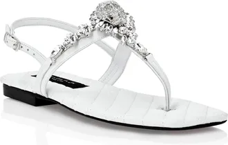 Philipp Plein Sandals Flat Crystal Skull with Crystals
