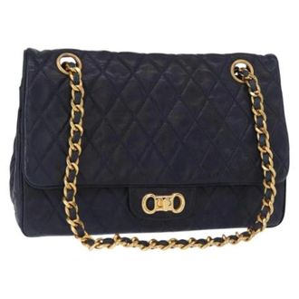 Bally Pre-owned Leren Schoudertas - Dames - Pre-owned - Blauw - Maat: ONE Size Leer