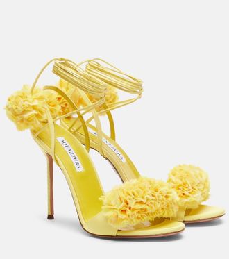 Aquazzura Cherry Kiss leather-trimmed sandals