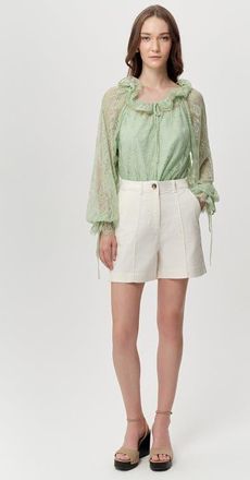 Exquise Jeremiah Zip Front Pocketed Denim Shorts in Ecru at Nordstrom, Size X-Small