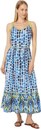 Nic+Zoe Brushstroke Blues Dress Womens Dress Blue : LG (US 12-14), Cotton