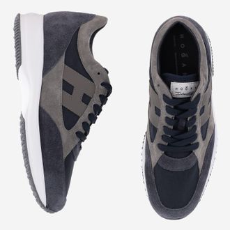 Hogan Mens Sneakers Interactive Suede-Mesh Multicolour Suede And Mesh Trainers