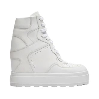Casadei Wedges, female, White, Size: 10 1/2 US High Top Leather Sneakers