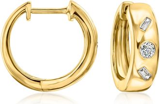 Ross-Simons Multi-Shaped Lab-Grown Diamond Hoop Earrings in 18kt Gold Over Sterling