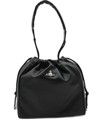 Vivienne Westwood orb-plaque drawstring shoulder bag - Black