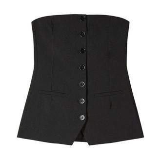 Patrizia Pepe Patrizia Pepe, Sleeveless Tops, female, Black, Size: S Crepe bustier with buttons