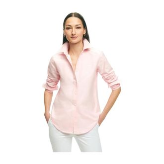 Brooks Brothers Klassiek Oxford Button-Down Overhemd met Normale Pasvorm - Dames - Overhemden - Roze - 3XS - Katoen - Overhemden