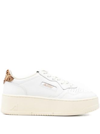 Autry Medalist platform leopard-panel sneakers - White