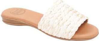 André Assous Nahala Slide Sandal in White/Gold at Nordstrom, Size 11