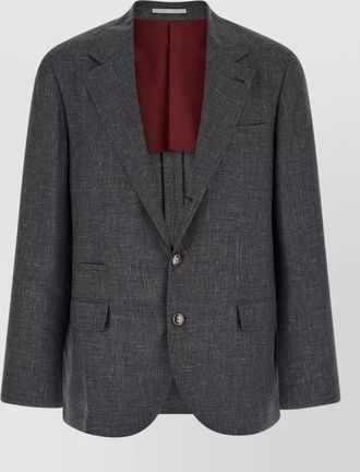 Brunello Cucinelli canvas blazer tailored notch lapel design