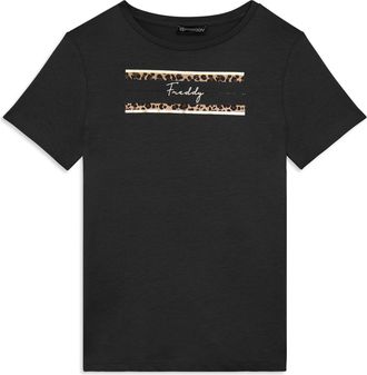 Freddy T-shirt Manica Corta con Dettagli Animalier e Borchie