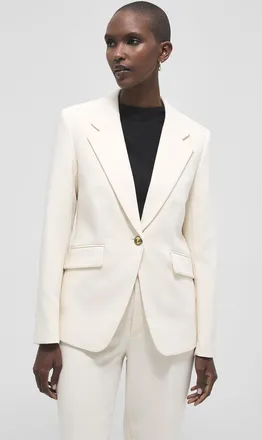 Contemporaine Womens Soft piqué-textured gold-button jacket