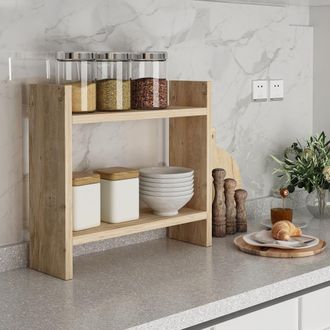 Dmora Estante Morfasso, 2 Estantes, Estructura Color Natural, 34x10x30h Cm Marr&oacute;n Natural