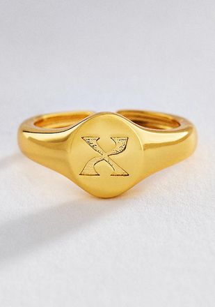 Luv AJ Initial Oval Signet Ring