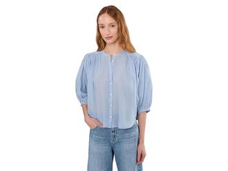 Madewell Maddy Top - Cotton Sushi Voile (ladder Lace) Womens Clothing Tranquil Blue : LG (Womens 10-12), Viscose/Lace/Down