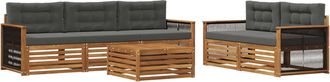 vidaXL Conjunto De Sof&aacute;s De Exterior 6 Uds. Natural Y Antracita Vidaxl