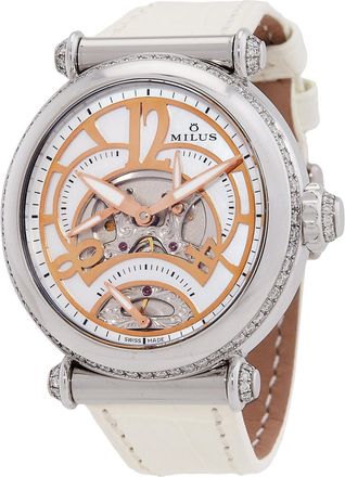 Milus Pre-owned Milus Merea Mother of Pearl Dial Automatic Tri-Retrograde Ladies Watch MER300
