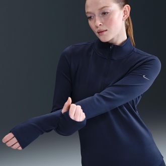 Nike Womens One Therma-FIT 1/2-Zip Mid Layer in Blue | HV3688-410