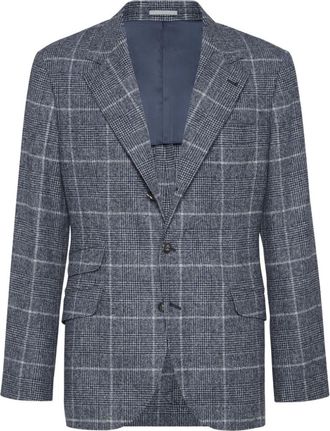 Brunello Cucinelli Blue Wool Deconstructed Blazer