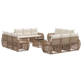 vidaXL Conjunto De Sof&aacute;s De Jard&iacute;n 13 Pcs Beige Y Blanco Crema Vidaxl