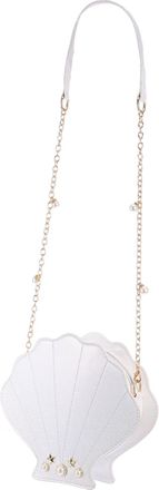 Frcolor Holographic Shell Shape Crossbody Bag for Stylish PU Shoulder Messenger Bag Chic All-match Chain Accessory for Travel Outings and Daily Use