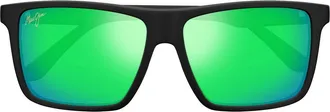 Maui Jim Mamalu Bay 62mm PolarizedPlus2 Oversize Square Sunglasses in Black at Nordstrom