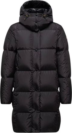 Moncler Parkas, male, Black, Size: XL Litte Square-Quilted Hooded Long Down Jacket