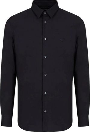 Emporio Armani Lange Mouwen Overhemd - Heren - Zakelijke Overhemden - Blauw - L - Katoen - Overhemden