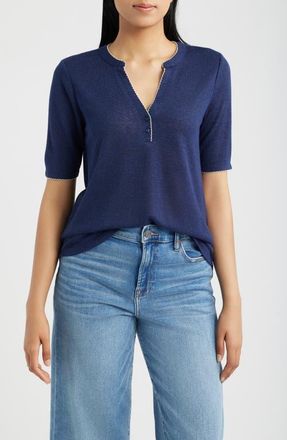 Bobeau Edge Stitch Polo in Navy/white at Nordstrom, Size X-Large