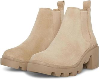 Steve Madden Hadlee Boots Womens Beige Suede Lug Sole Chelsea HTAT390