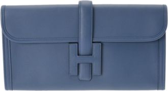 Hermès Blue Agate Swift Leather Clutch Bag (Pre-Owned)