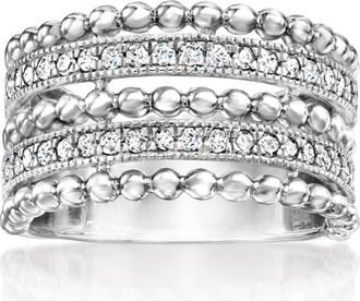 Ross-Simons Diamond Beaded Multi-Row Ring in Sterling Silver