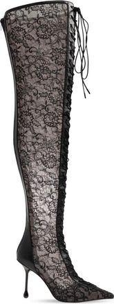 Jimmy Choo London Scarlett Over-the-Knee Laarzen - Dames - Over de knie laarzen - Zwart - 38 EU - Leer - Schoenen