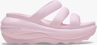 Crocs 209842-6zw Mega Crush Triple Strap Womens Sliders Pink Milk Resin - Size UK 5