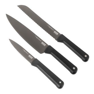 Kuhn Rikon ICED 3 Piece Knife Set, Paring, Chef, Bread, Ice Hardened German Stainless Blade in Black at Nordstrom