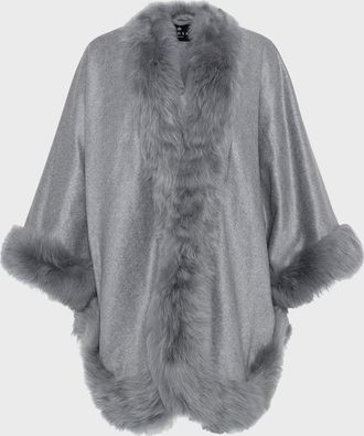 Gorski Cashmere Cape With Toscana Shearling Lamb Trim