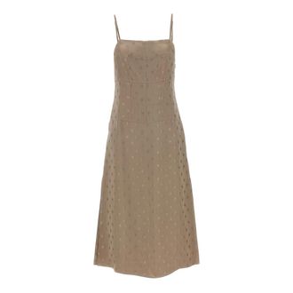 Fendi Floral Jacquard Satin Midi Dress - female - Fendi - Midi Dresses - Gray - 2XS - Dresses