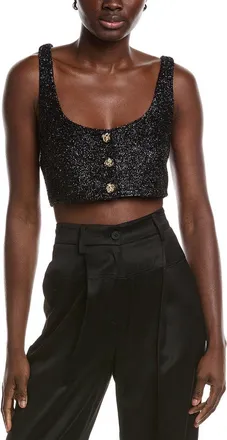 Ganni Sparkle Wool-Blend Cropped Top