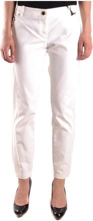 Elisabetta Franchi Hoge Taille Witte Broek - Dames - Slim Fit Broeken - Wit - 2XL - Katoen - Broeken