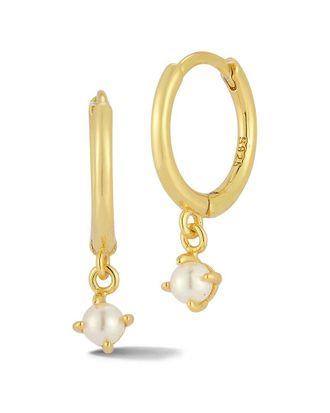 Glaze Jewelry 14K Over Silver 3Mm Pearl Hoops