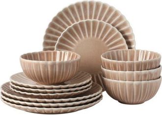 Gibson Home Peach Orchard 12 Piece New Bone China Dinnerware Set in Taupe at Nordstrom