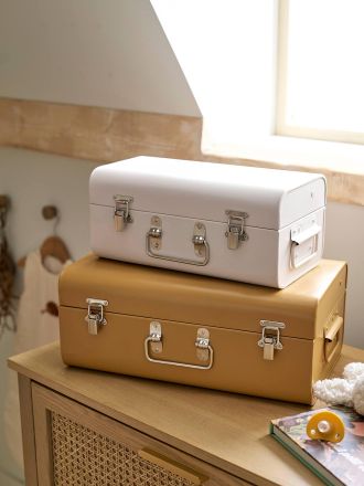 Vertbaudet 2er-Set Kinder Aufbewahrungskoffer aus Metall zimt