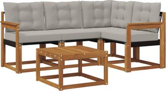 vidaXL Conjunto De Sof&aacute;s De Exterior 5 Uds. Gris Natural Y Claro Vidaxl