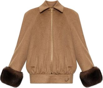 Valentino Garavani Woljas met Bontmanchetten - Dames - Zomerjassen - Bruin - XS - Wol - Jassen